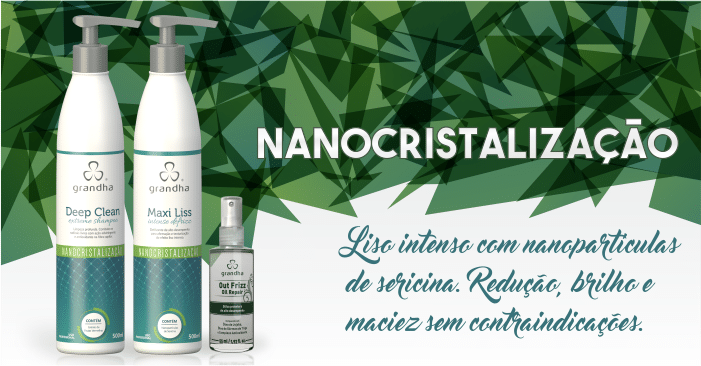 Produtos cosméticos Grandha. Nanocristalização Grandha, novo conceito de liso intenso para todos os tipos de cabelo.